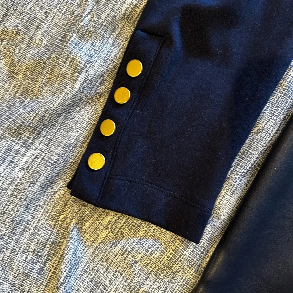 Chico's Navy Faux Leather Front Pointe Tunic size 0 - Picture 7 of 10